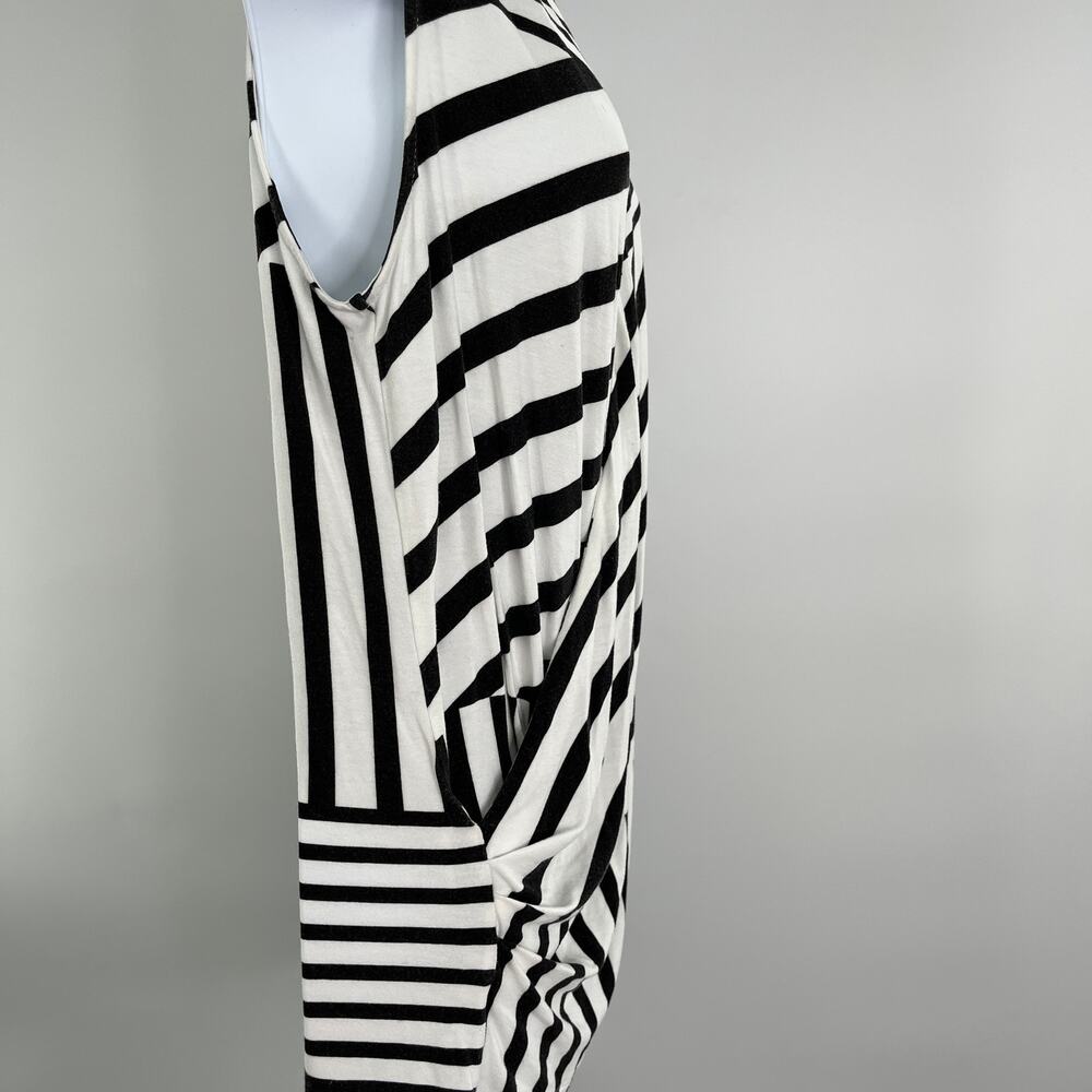 Peter Som Black White Contrast Stripe Faux Wrap Sleeveless Knit Top S - Picture 7 of 14